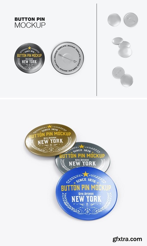 Standard Metallic Button Pins Mockup EMJF5HW