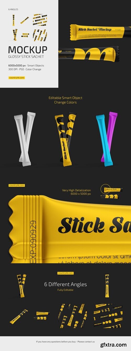 CreativeMarket - Glossy Stick Sachet Mockup Set 10246057