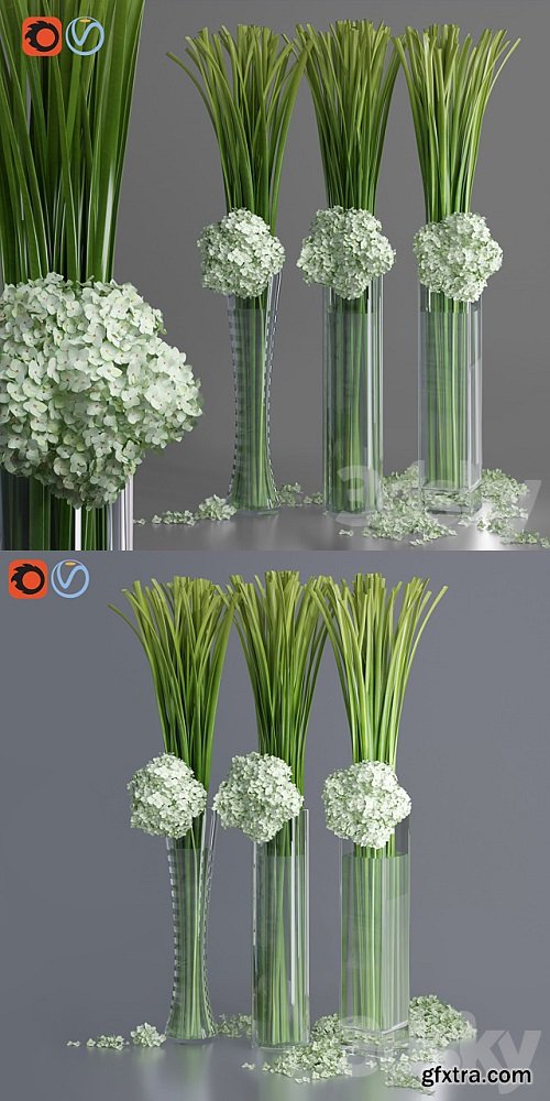 Big Hydrangea Leaf Vases Decorative Set