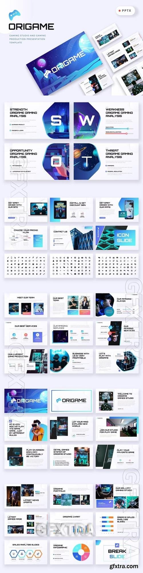 ORIGAME - Gaming Studio Powerpoint Template F96LUMG