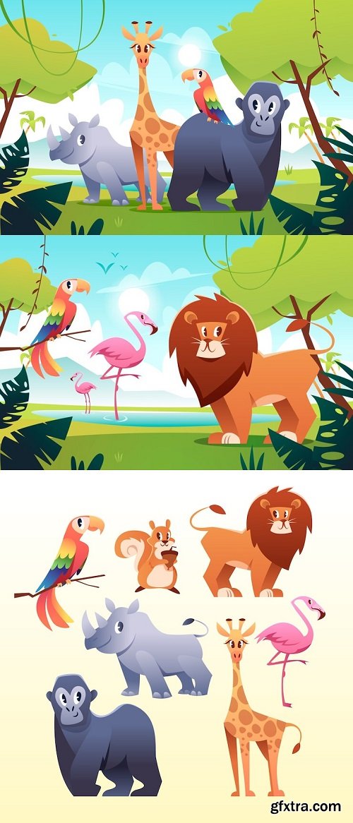 Gradient wild animals illustration