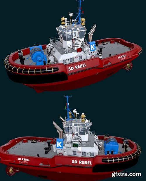 Tugboat ASD 2810 red 3D Model