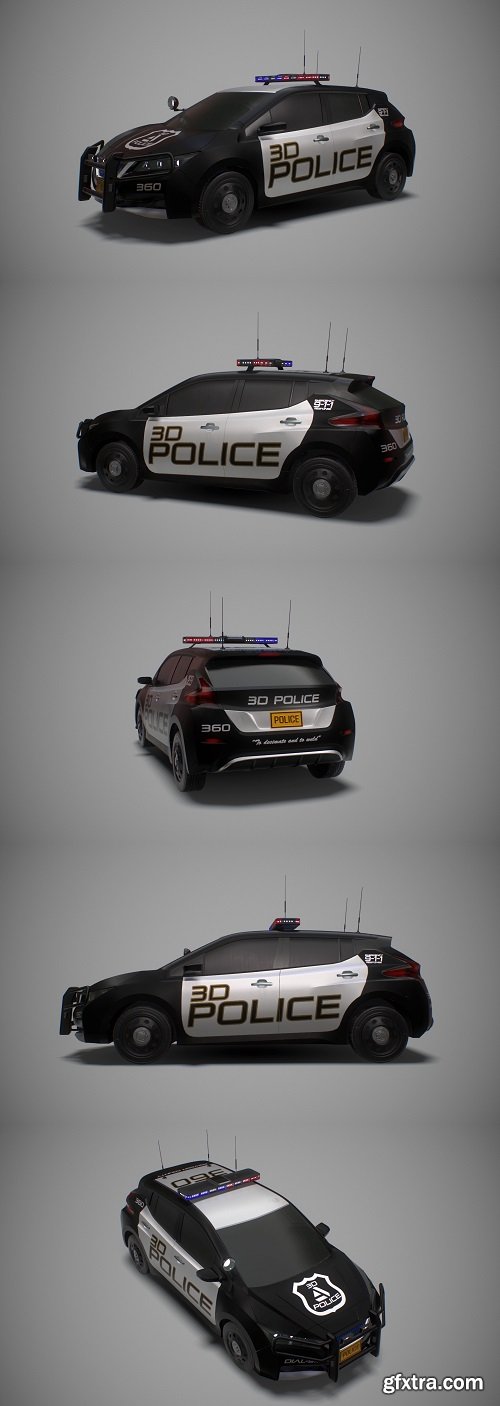 Nissan Leaf Police Car 3D Model
