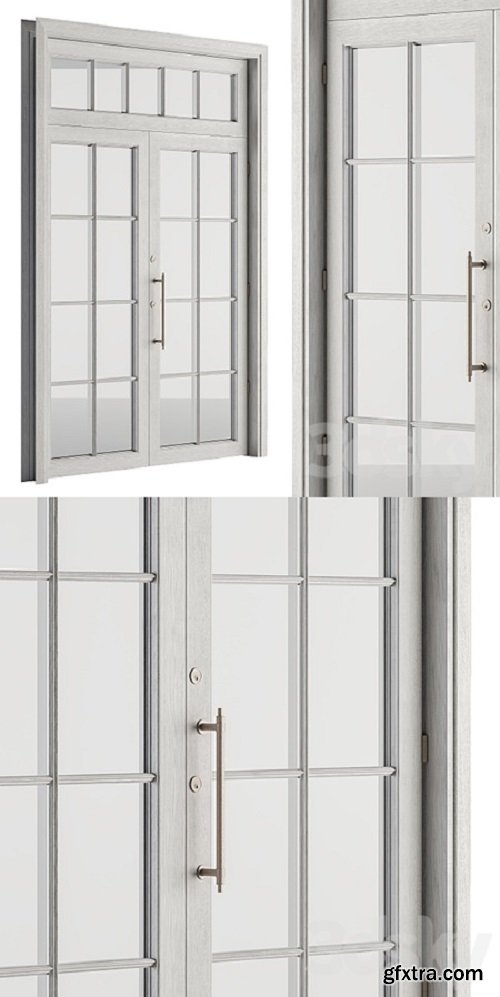 White Wooden Vintage Glass Door Set 19