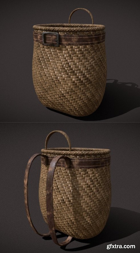 Woven Backpack Basket 3D Model
