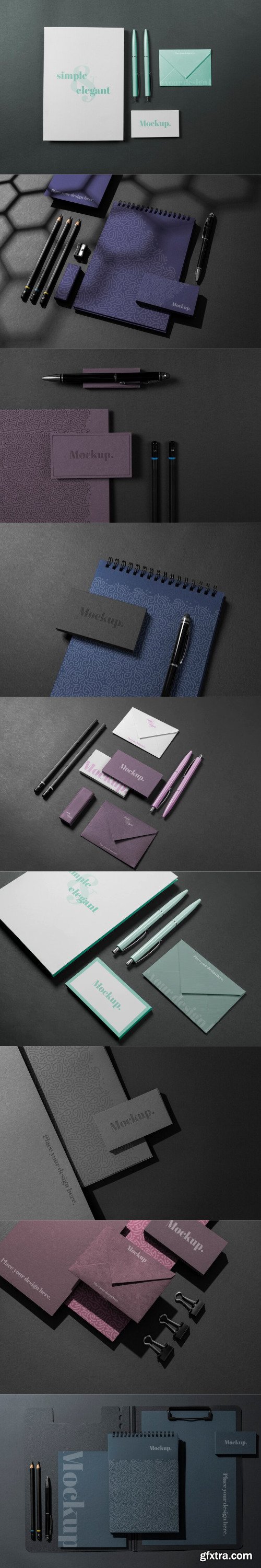 Flat lay elegant stationery arrangement mockup design