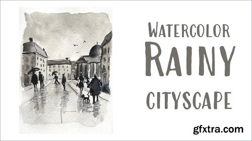 Monochromatic Urban Sketching: Easily Add People to a Rainy Cityscape