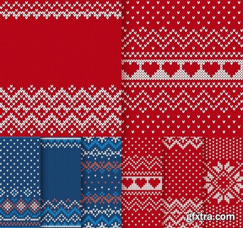 Christmas texture print set knit seamless pattern red knitted frames fair isle traditional ornament