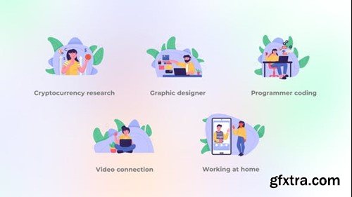 Videohive Working at home - Flat concepts 40223184