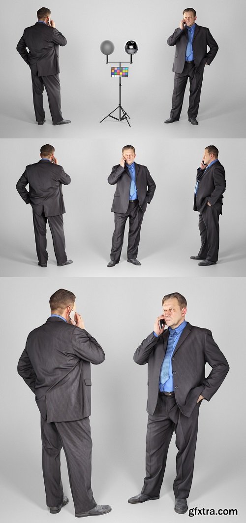 Man in suit talking on the phone 159 3D Model