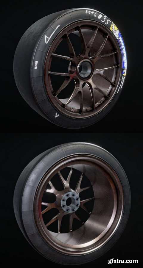 BBS RE MTSP wheel with a Michelin TP Slick Tyre 3D Model