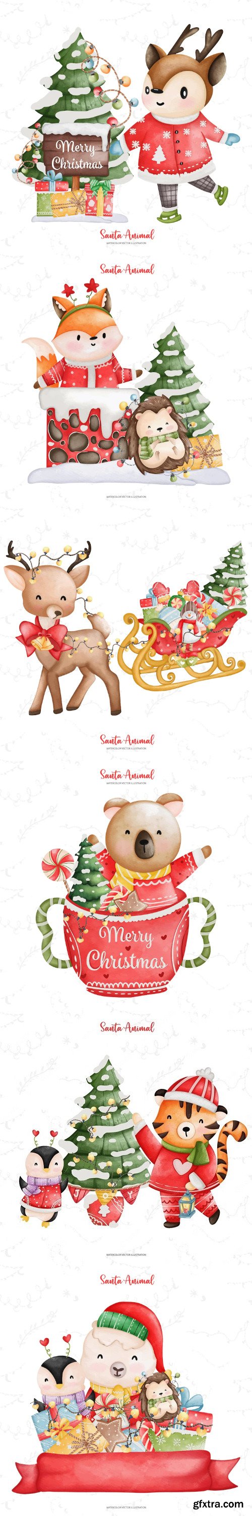 Christmas animal illustration