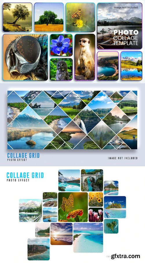 Collage photo effect template 3xPSD