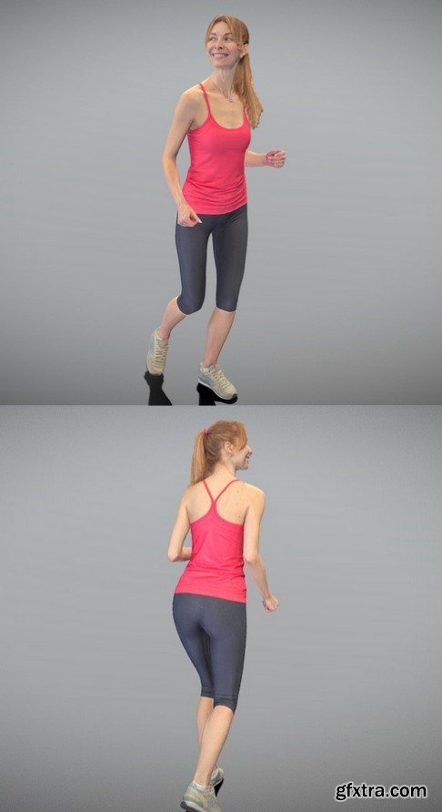 Smiling young woman running 371 3D Model