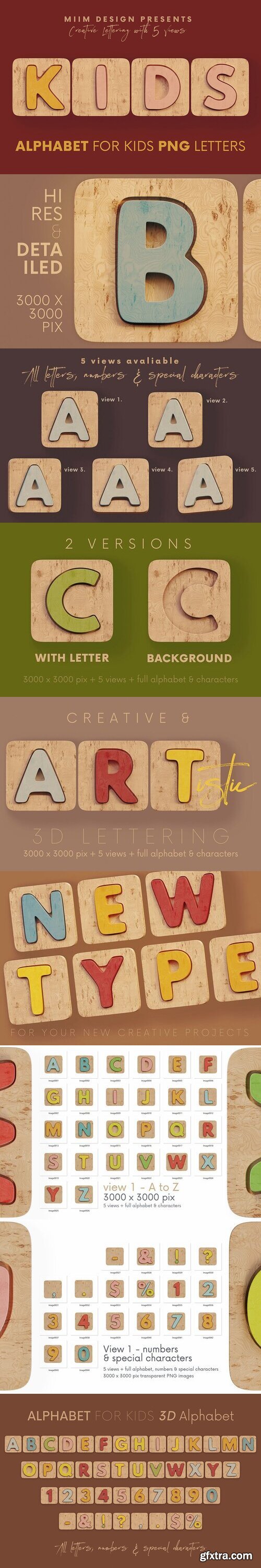 CreativeMarket - Alphabet for Kids - 3D Lettering 10277707