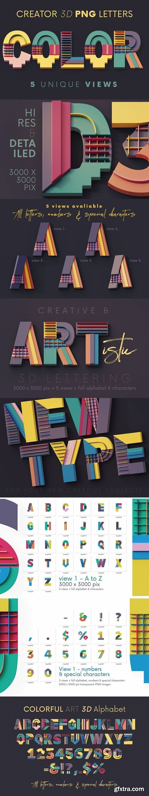 CreativeMarket - Colorful Art - 3D Lettering 10277665