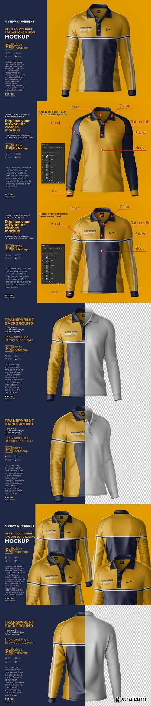 CreativeMarket - Polo T-Shirt Raglan Long Sleeve 10101231