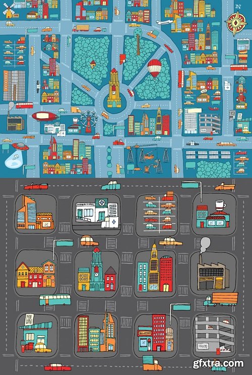 Cartoon city map