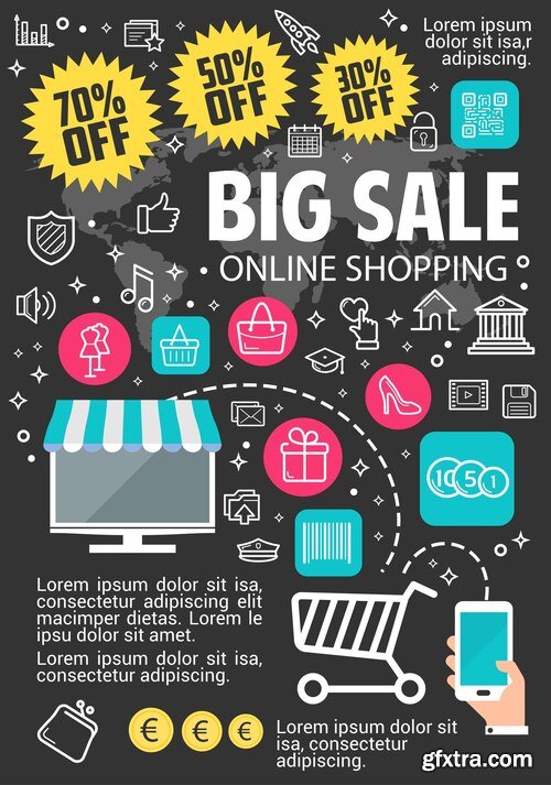 Big sale vector online shopping poster
