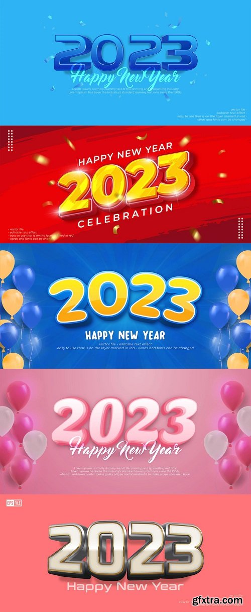 Happy new year 2023 text fully editable 3d text effect