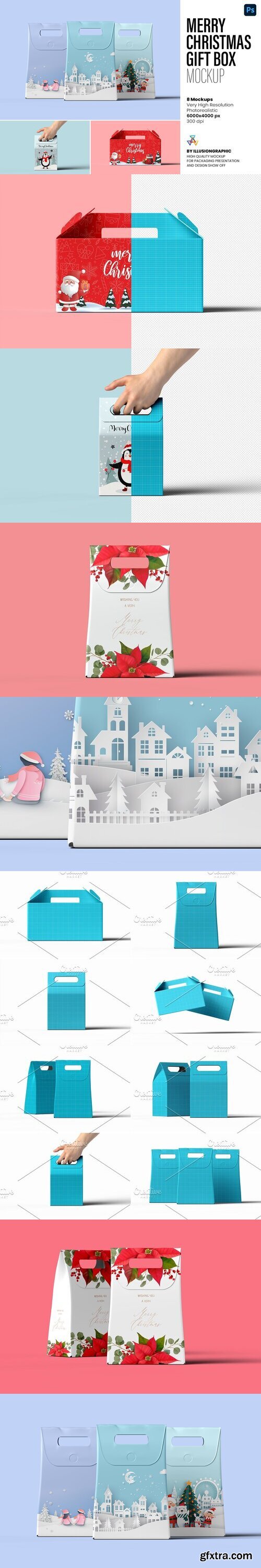 Creativemarket - Merry Christmas Gift Box Mockup 10313848