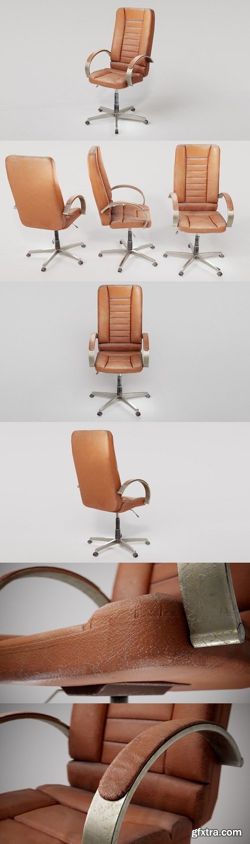 Computer used leather chair az9 Low-poly 3D model