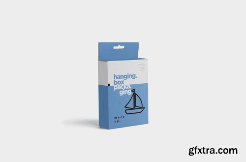 Slim packaging box mockup with hanging hole