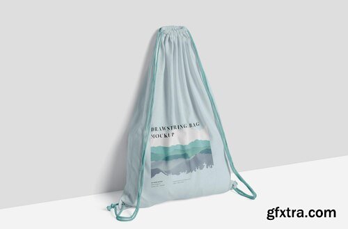 Cotton draw string bag mockup with thread rope