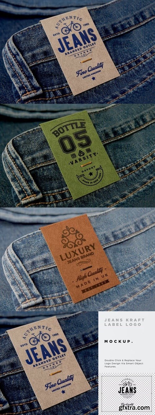 Jeans kraft label logo mockup