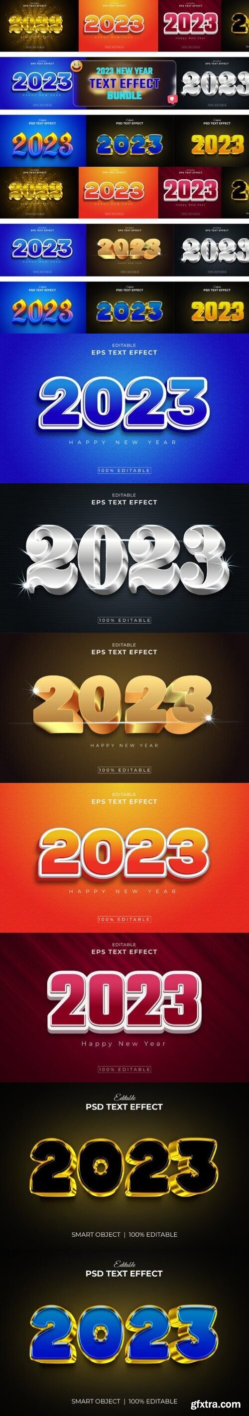 2023 New Year 3d Text Effect Bundle