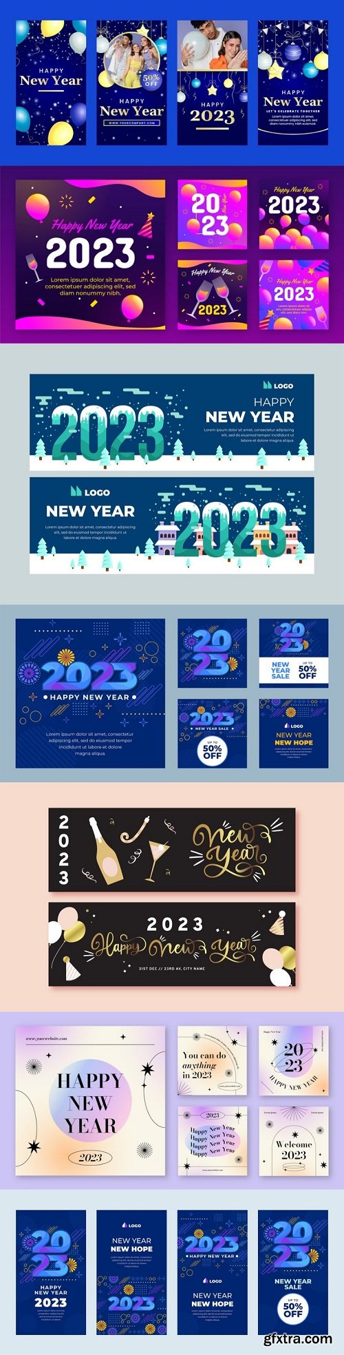 New year celebration banners