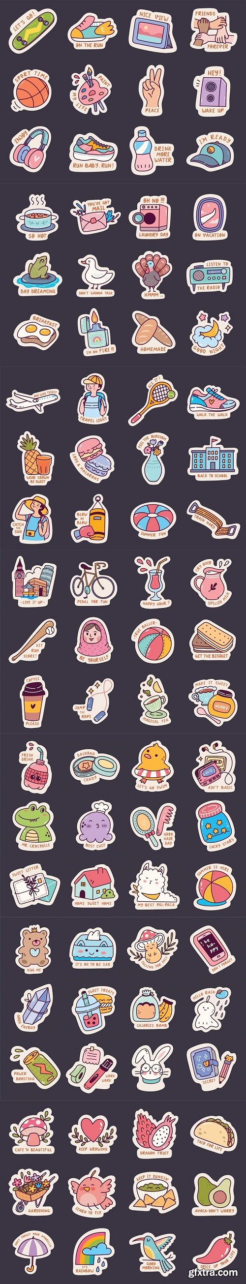 Set of cute sticker doodle