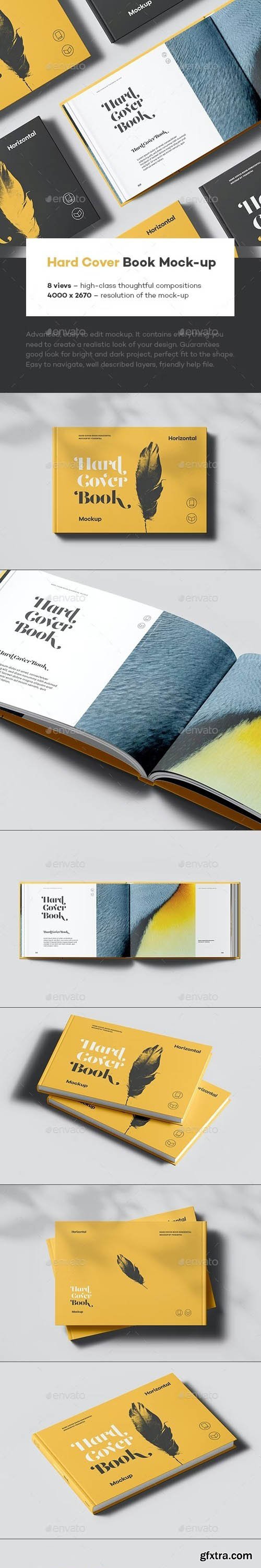 GraphicRiver - Hard Cover Horizontal Book Mock-up 40185339