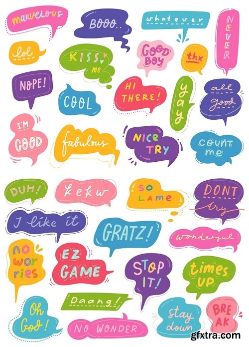Set of colorful speech bubble with message vector illustration