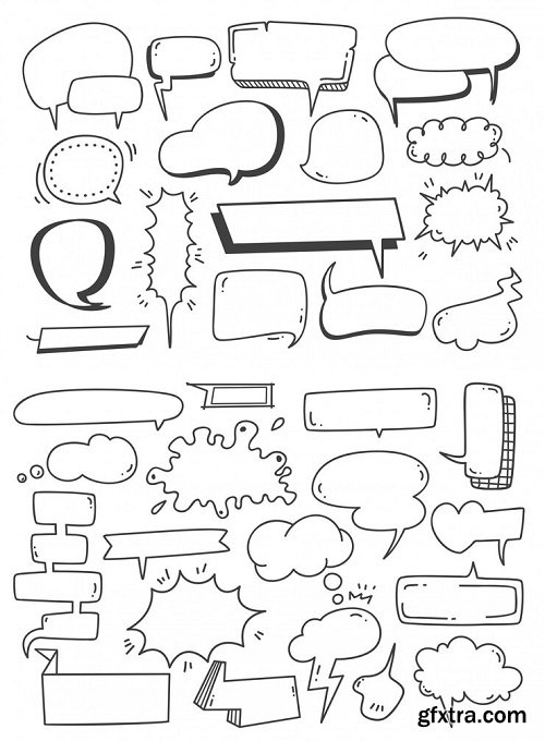 Cute speech bubble doodle set