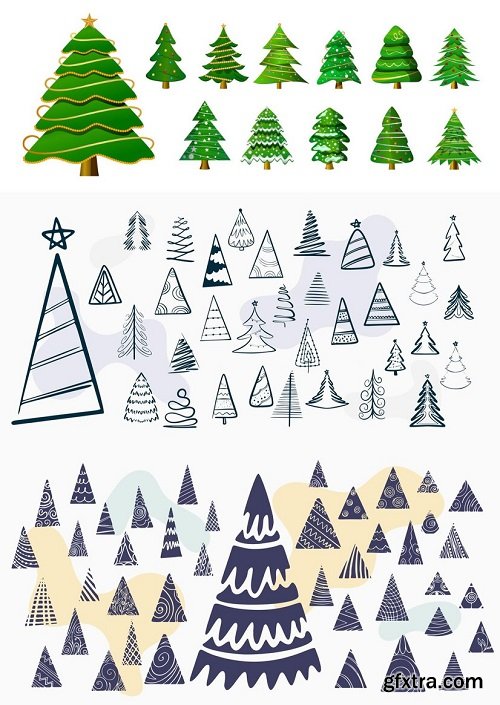 Christmas tree elemnets design in collection