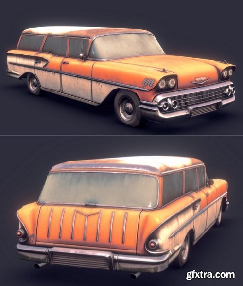 Rusty 1950s Wagon 3D Model