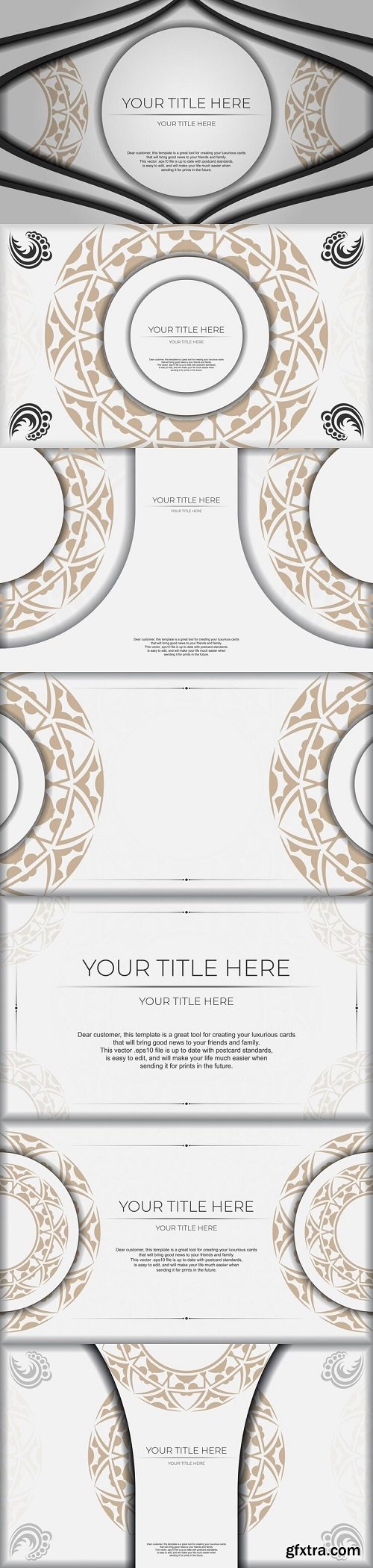 Template for postcard print design with greek ornament