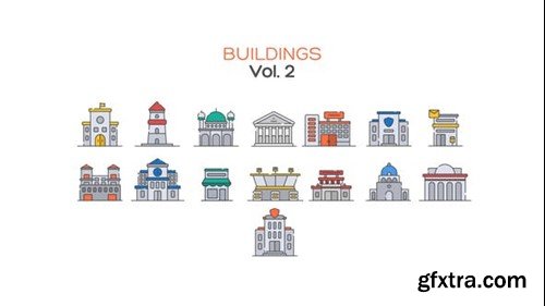 Videohive Buildings Line Icons Vol.2 40330879