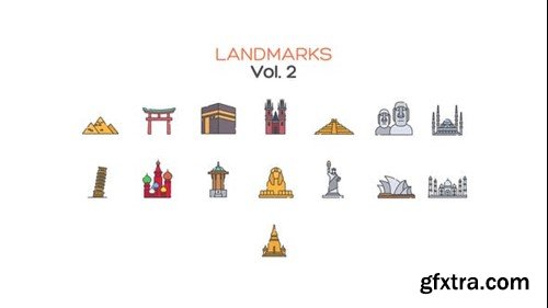 Videohive Landmarks Line Icons Vol.2 40453054