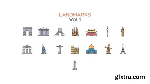 Videohive Landmarks Line Icons Vol.1 40452415