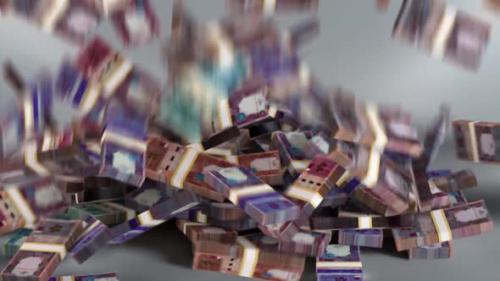 Videohive - Qatar Money - Riyal Stacked Money Falling - Qatari Currency - 40575185