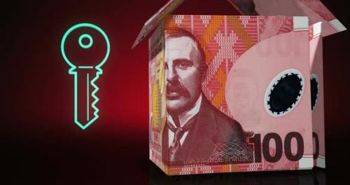 Videohive - New Zealand dollar 100 NZD money banknotes paper house on the table - 40631767