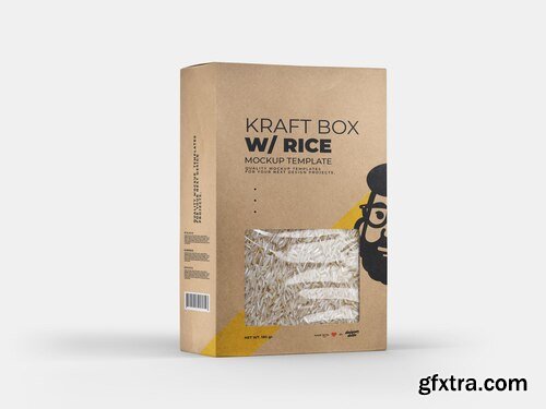 Kraft paper rice box mockup