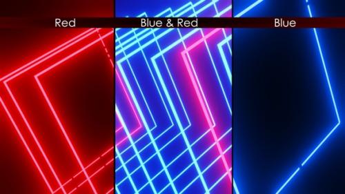 Videohive - 4K Looped Rectangle Neon 3 Version - 40708652