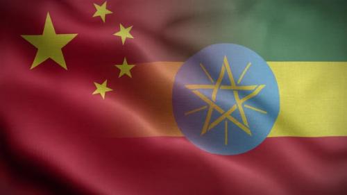 Videohive - China Ethiopia Flag Loop Background 4K - 40709232