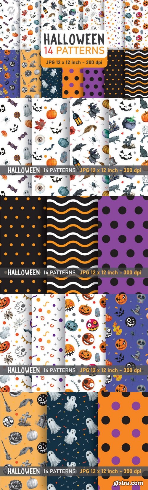 Halloween digital paper pattern bundle