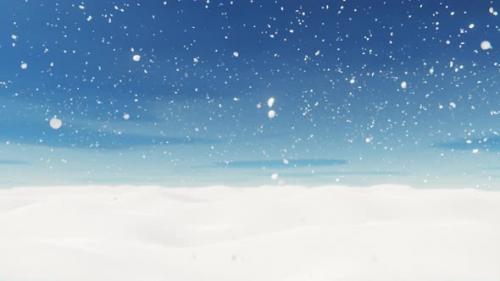Videohive - White spacious landscape with snow covered plain at snowfall - 40723327