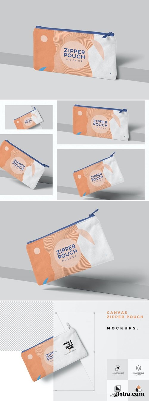Fabric Zipper Pouch Mockups PNPX3A4