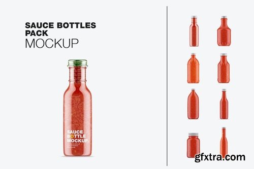 Set Sauce bottles Mockup KLS3DUP
